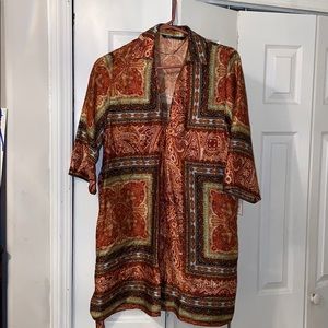 Zara pattern shirt dress wrap (silk feel material)